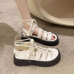Sandalias Mujeres romanas Plataforma de moda Summer Ins Corea japonesa Descripción al aire libre Elegante College Shoessandals SA Zapatos 16D
