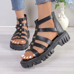 Sandales Rome Chaussures Hollow Platform Zapatos Mujer 2024 Tendencia Summer Mid Talels Beach Open Toe Cool Boots Sandalias Flip Flops