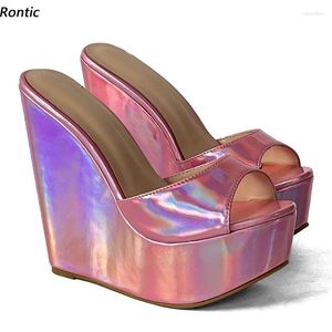 Sandales Rontic Women Summer Plateforme Mules Corèges High Heels Round Toe Beautiful Party Shoes Us plus taille 4-20