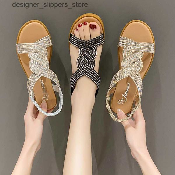 Sandalias Sandalias Niña 2023 Nuevo Verano Internet Rojo Instagram Moda Versátil Estudiante Moda Outwear Vestido Hada Zapatos Romanos Niña Q240314