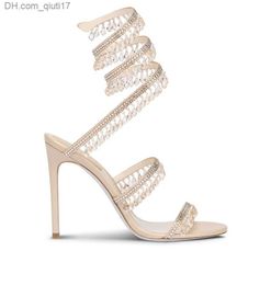 Sandalen Sandalen R Caovilla trouwjurk sandaal vrouwen hoge hakken schoenen Romantische dame KROONLUCHTER naakt Stiletto sieraden sandalies enkelbandje Z230727