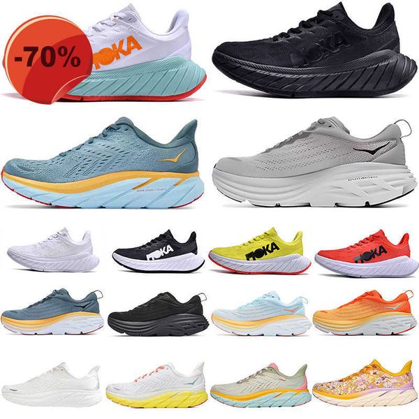 Sandales Sandales TOP HK One TOP Hoka Hokas Bondi 8 Clifton Mach 5 Hommes Femmes Utility Sneaker Triple Noir Blanc Floral Algue Vert Thé Carbone X 2