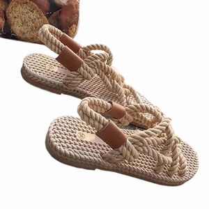Sandales Sandales Femme Chaussures Corde tressée avec style décontracté traditionnel et créativité simple Fi Sandales Femmes Chaussures d'été v6bf #