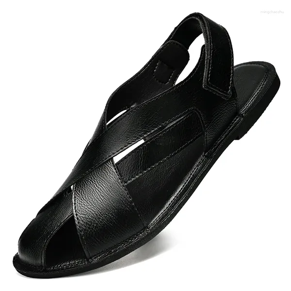 Sandalias que venden hombres romanos zapatos de playa de caminata marrón negro para hombre talla grande 47 Gladiator para hombre cuero