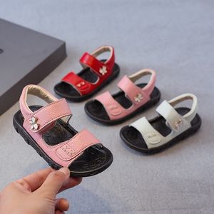 Sandalen Sepatu Musim Panas Anak Perempuan Bayi Solid Sandal Lembut Kulit Asli Kupu-Kupu Untuk Anak Sepatu Pantai Anak Antilicin Antilembap 230425