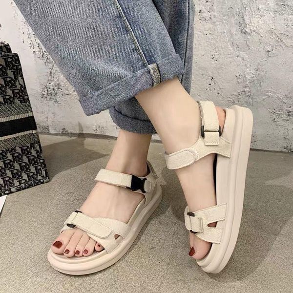 Sandales Coudre Treillis Creepers Femmes Argent Crochet Sangle Gladiateur Sandalias Plaid À Bout Ouvert Appartements Muffins SandaleSandals