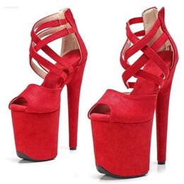 Sandales Sexy Fashion Laijianjinxia Flock 20cm / 8inches Exotic High Heel plate-forme Party Femmes Modern Pole Dance 84F