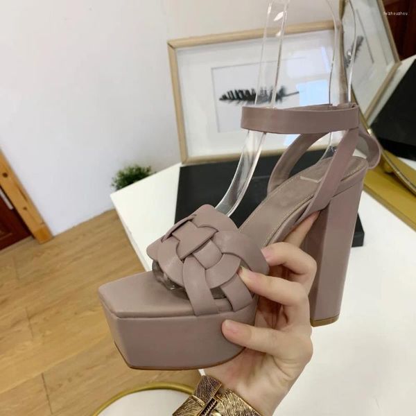 Sandales Sexy High Heel Plateforme Summer Slingback Geatine Leather personnalisé Gladiator Femmes Top Quality 2023