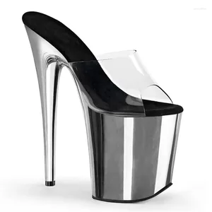 Sandales Sexy Femmes 20cm Clear PVC Plate-forme Mules Peep Toe Été Stiletto Robe À Talons Hauts Party Club Slip On