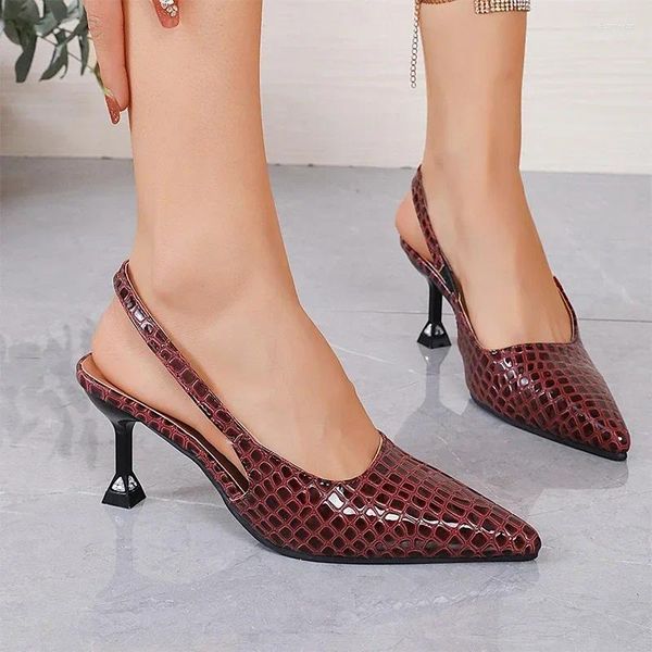 Sandales Sexy Femmes High Heels 2024 Fashion Pointed Toe Shoes Spring Robe Slingback Slippers Pumps Elegant Pumps Zapatillas Femme