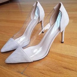 Sandalen sexy dames 80 mm fluweel teen waardige transparante hoge hiel ondiepe schoenen trouwjurk professioneel pak 952-27ve g230211