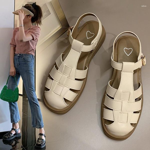 Sandals zapatos cerrados foe 2023 tacones de verano transpirables para mujeres traje de hebilla de hebilla