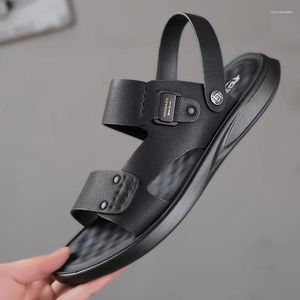 Sandalen Schoenen Voor Mannen Mode Outdoor Koreaanse Leer Indoor Huis Platform Man Strand Casual In De Zomer