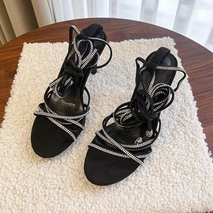 Sandalen Schoenen Voor Dames 2023 Mode Veters Dames Zomer Dagelijks Buiten Effen Open Teen Platte Dames