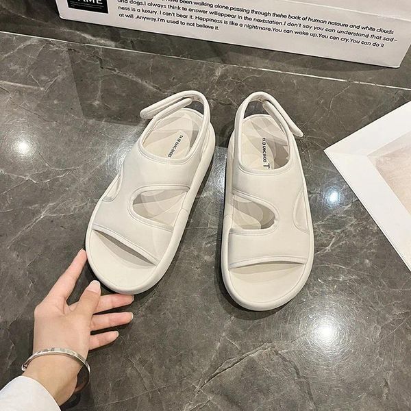 Sandalias Zapatos para mujer 2023 Moda Sólida Plataforma de punta redonda Peep Ladies Esponja Deporte