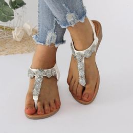 Sandalias Zapatos para mujer 2024 Estilo bohemio Toe Folk Retro Diamond Casual Roman Outdoor Sandalias femeninas