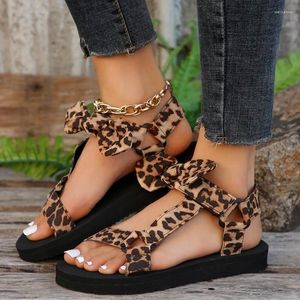 Sandales chaussures pour femmes 2024 marque été femmes en plein air couleurs mélangées imprimé léopard plate-forme imperméable romaine