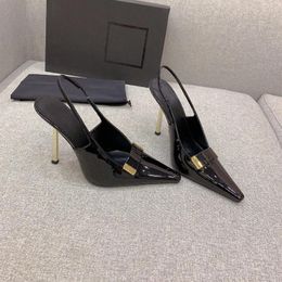 Sandales chaussures pour femmes en cuir véritable talons Super hauts pompes Slingbacks décoration en métal concepteur Zapatillas Mujer
