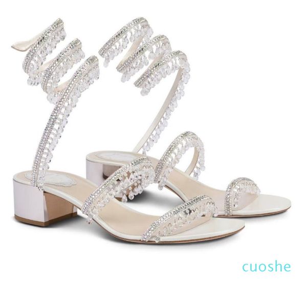 Sandalias Zapatos para mujer Stiletto Heel Glitter Soles Lady Crystal Beads Caovillas High Heels Party Wedding 35-43