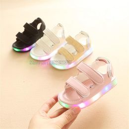 Sandalias Tamaño 21-30 Bebé Led Sandalias brillantes Niños elegantes Casual Sólido Buena calidad Moda Chicas Niños Zapatos 230421