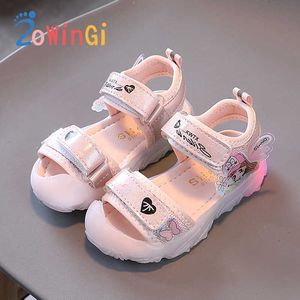 Sandales Taille 2130 Chaussures enfants pour fille sandales enfants chaussures rougeoyantes sandales de gelée enfants chaussures lumineuses pour filles sandales de sport Z0225