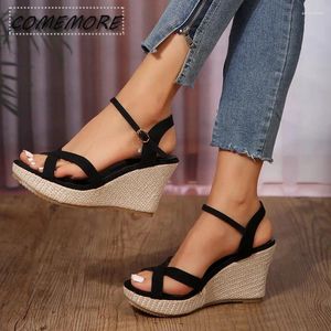 Sandals maat 32-43 Comfortabele dikke platform Wedges Summer 2024 Women's Fashion High Heel Shoes voor Office Beach Work Footwear