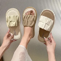 Sandalen slippers heren dames zomer witte platte schoenen slippers kaki suede slippers voor externe slijtage beige mode casual schoenen