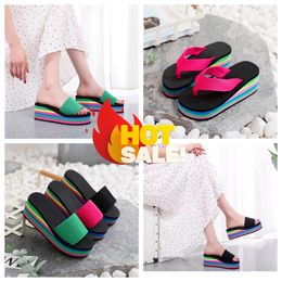 Sandalen Slippers Dames Zomer Hakken Meerkleurig GAI Fashion Slippers Bedrukte platformpantoffels Strand visgraat waterdichte platform hoge hakken 36-41