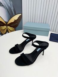 Sandales talon glissant mince talon haut 9.5CM bout ouvert chaussures de soirée en cuir de créateur pour femmes chaussures d'usine 35-41