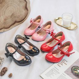 Sandalen Spirng Formele All Black Shoes Children Hul Girls Performance Wedding Party School Girl Dress D12053 230317