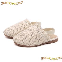 Sandalias Primavera Verano Zapatos para niñas Tejido Diseño de punto Niños Planos Niños Princesa Dulce Moda suave para niños pequeños Entrega de caída Bebé Otdsg