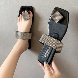 Sandalen Stijlvolle platte strass-slippers Zomerslip-on-slippers voor dames C1307