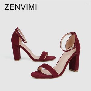 Sandalias de gamuza de alta moda con color puro, cabeza redonda, yardas grandes para mujer, zapatos de vestir con punta abierta de cuero de PU con estilo de talla grande