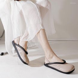 Sandalias Summer 7881 Zapatos para mujeres 2024 Damas de cuero genuino Slip-Out Outdoor Mujer casual hecho a mano Tacón bajo