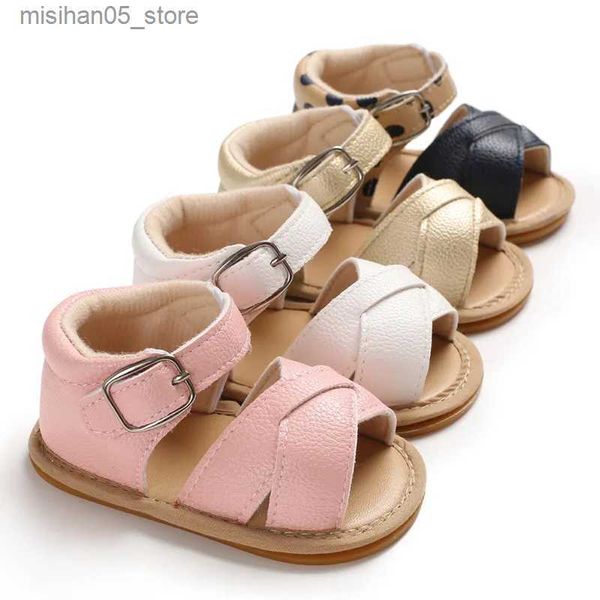 Sandales Été bébé fille sandales princesse sangle en PU plat antidérapant semelle en caoutchouc léger bébé lit chaussures nouveau-né fille Q240328