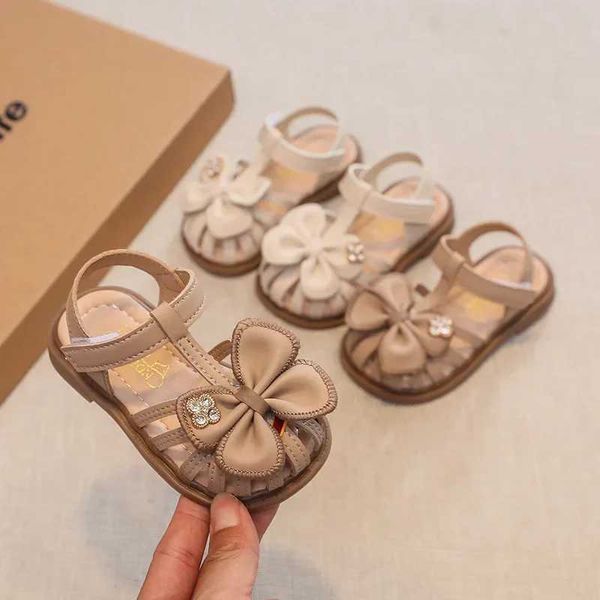 Sandales Summer Baby Toddler Shoes Girl Bowtie Soft Sof Sole Antislip Outdoor Kids First Walkers Infant Sandalias 0-2 ans H240504