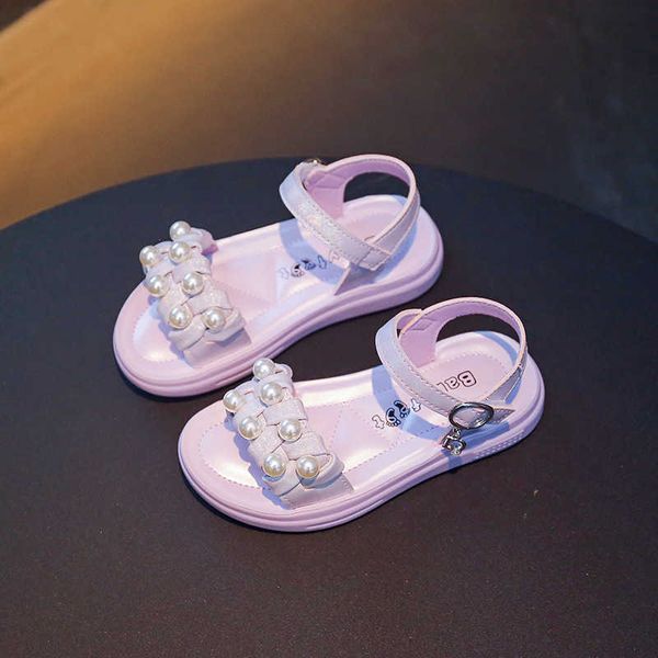 Sandalias Playa de verano Sandalias para niñas pequeñas Fondo suave Cuentas de diamantes Zapatos de princesa para niñas Sandalias para niños abolladuras Rosa Púrpura Beige 2-15T