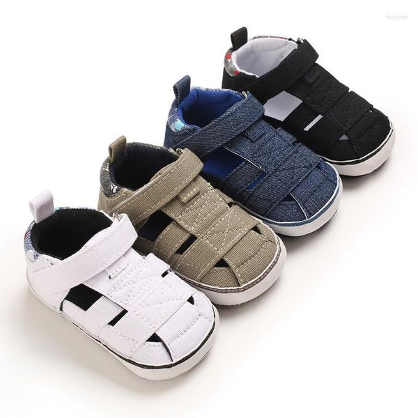 Sandalias Summer Born Baby Boy Girl Sólido Primeros pasos Zapatos de cuna de suela blanda Zapatillas Prewalker Lona Casual Antideslizante