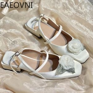 Sandals Summer Brand Women Fashion Flowers ondiepe hekjes schoenen dames elegant lage hak sandalias gladiator 230421