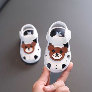 Sandalias de verano para niños, niñas, niñas, sandalias, patrón de oso lindo, dibujos animados, animales casuales, estampados, zapatos para niños, hacer sonido, sandalias de fondo suave Z0225