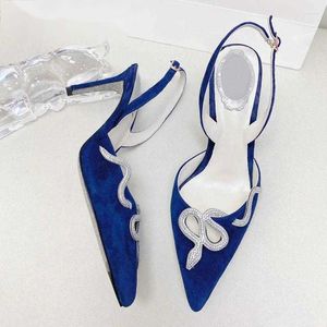 Sandalen Zomer Crystal Snake Decor Pumps High Heel Gladiator Suede Leather Slingback Party Shoes