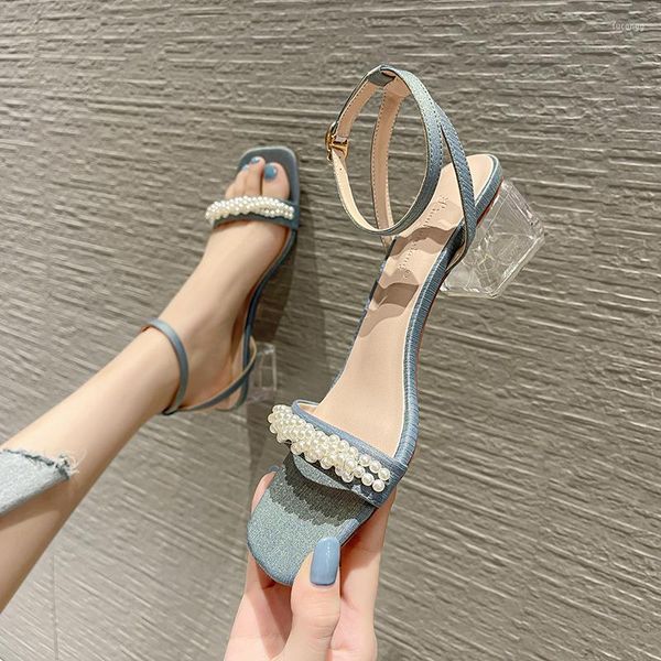 Sandals Summer Daily Square Toe Women's Shoes Wholesale Mid Tacly Black in Stock Bajo Top Color sólido Fashion Open