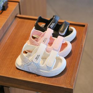 Sandalias de moda de verano para bebés, zapatos transpirables para niños y niñas, deporte de playa para niños, Color sólido, blanco, negro, rosa, zapatillas 230626