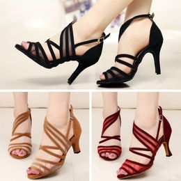 Sandals Summer Fashion Womens Latin Modern National Standard Dance Shoes Ladies High Heeled Open Toe Elegant Pretty Pretty