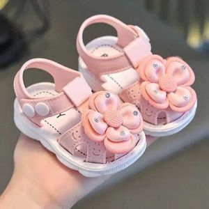 Sandalen zomerbloemen PVC kinderen sandalen prinses anti slip peuter kinderen strandschoenen zachte knop babymeisjes platte sandalen