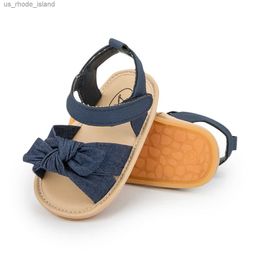 Sandalen zomer meisje sandalen schattige boog babyschoenen platte bodem zachte zomers sandalen anti slip schoenen baby cribl240429
