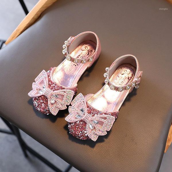 Sandalias de verano para niñas, informales, con lentejuelas, lazo de perlas, diamantes de imitación, zapatos de princesa, niños, niñas pequeñas, E983