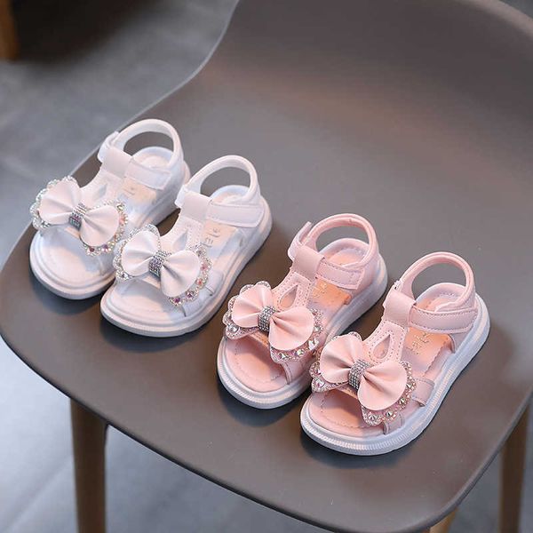 Sandales d'été pour filles, chaussures mignonnes pour bébés filles, chaussures de princesse à talons plats et souples, sandales de plage à la mode pour enfants, rose