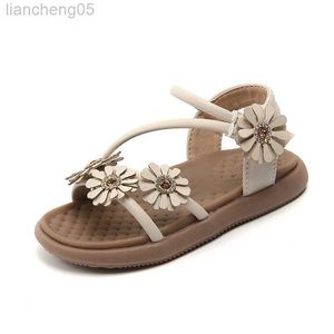 Sandales d'été filles sandales mode nouvelle fleur douce sandales romaines petite fille chaussures enfants princesse chaussures plage sandale W0327