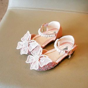 Sandales Summer Girls Sandals Sequins Fashion Rhinestone Bow Girls Princess Chaussures Baby Girl Shoes Flat Talls Sandals Party Robe Girl21-35